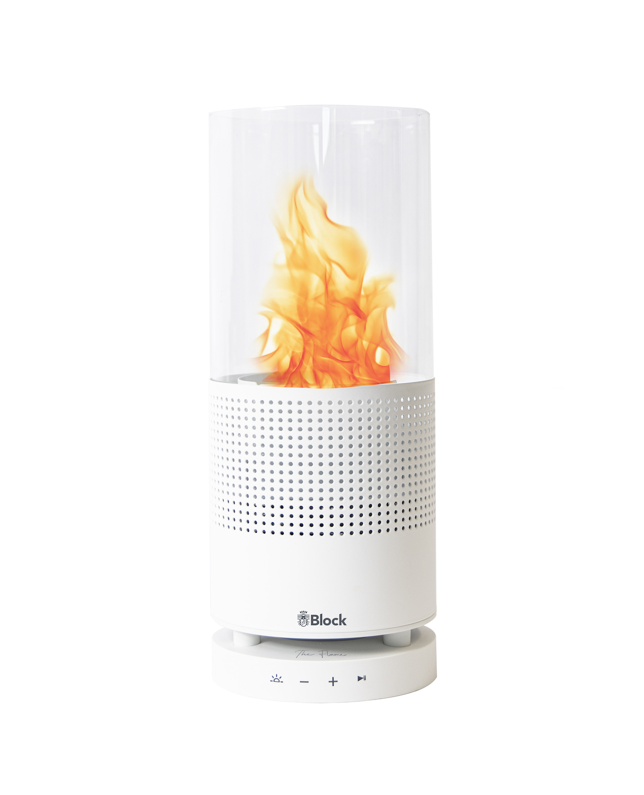 Block The Flame Tischfeuer und Bluetooth Lautsprecher von Audioblock weiß Block The Flame Tischfeuer und Bluetooth Lautsprecher von Audioblock weiß