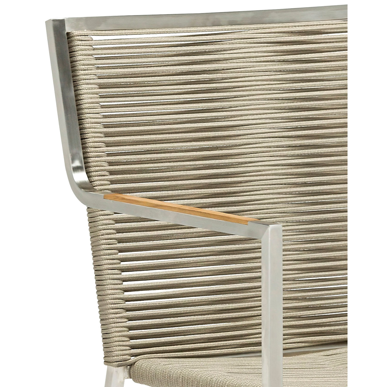 Inko Varuna Stapelsessel Stapelstuhl Gartenstuhl Edelstahl/Kordel/Teak 56x58x85 cm