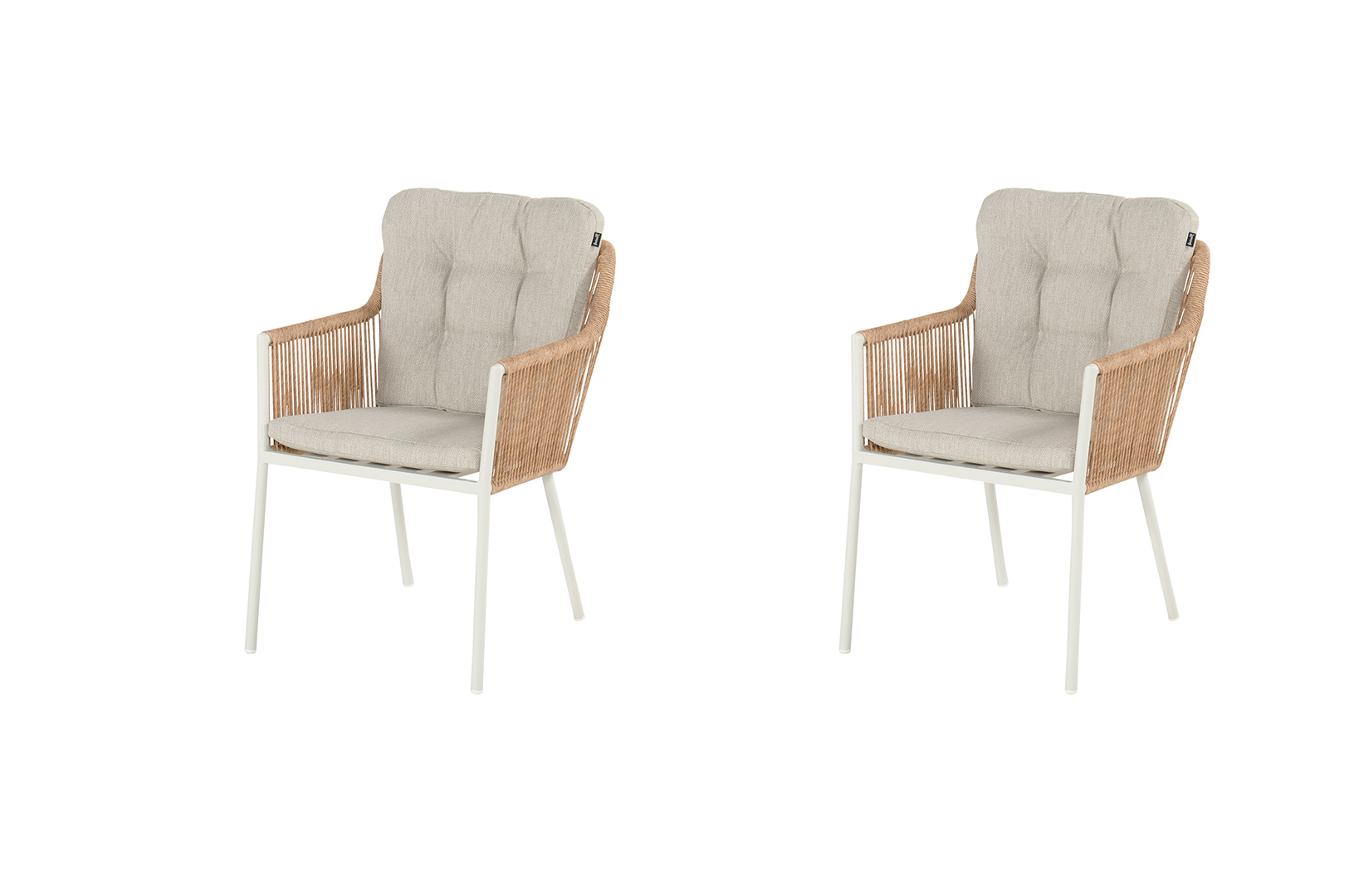 Hartman Cairo Twisted Wicker  Dining Stuhl mit weißem Gestell inkl. Sitz- und Rückenkissen
