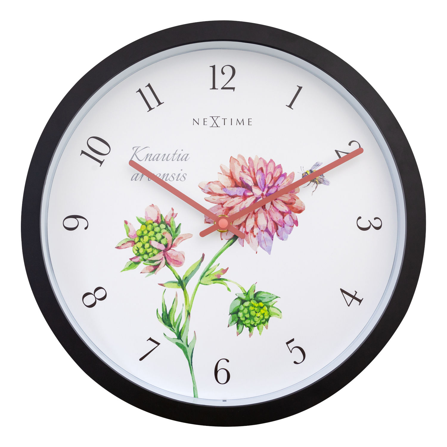 NeXtime Wanduhr Knautia Kunststoff schwarz Ø 30,5 cm Innen/Außen Gartenuhr NeXtime Wanduhr Knautia Kunststoff schwarz Ø 30,5 cm Innen/Außen Gartenuhr