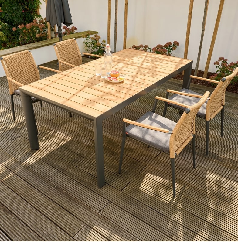Siena Garden Silva Dining Tisch 160 x 90 cm - Aluminium (matt anthrazit) & FSC-Teak