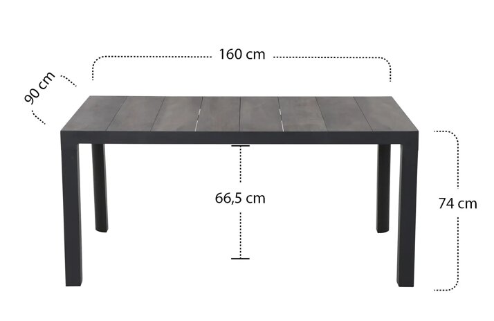 Siena Garden Silva Dining Tisch 160x90 cm – Aluminium (matt anthrazit) & Keramikplatte (washed grey)