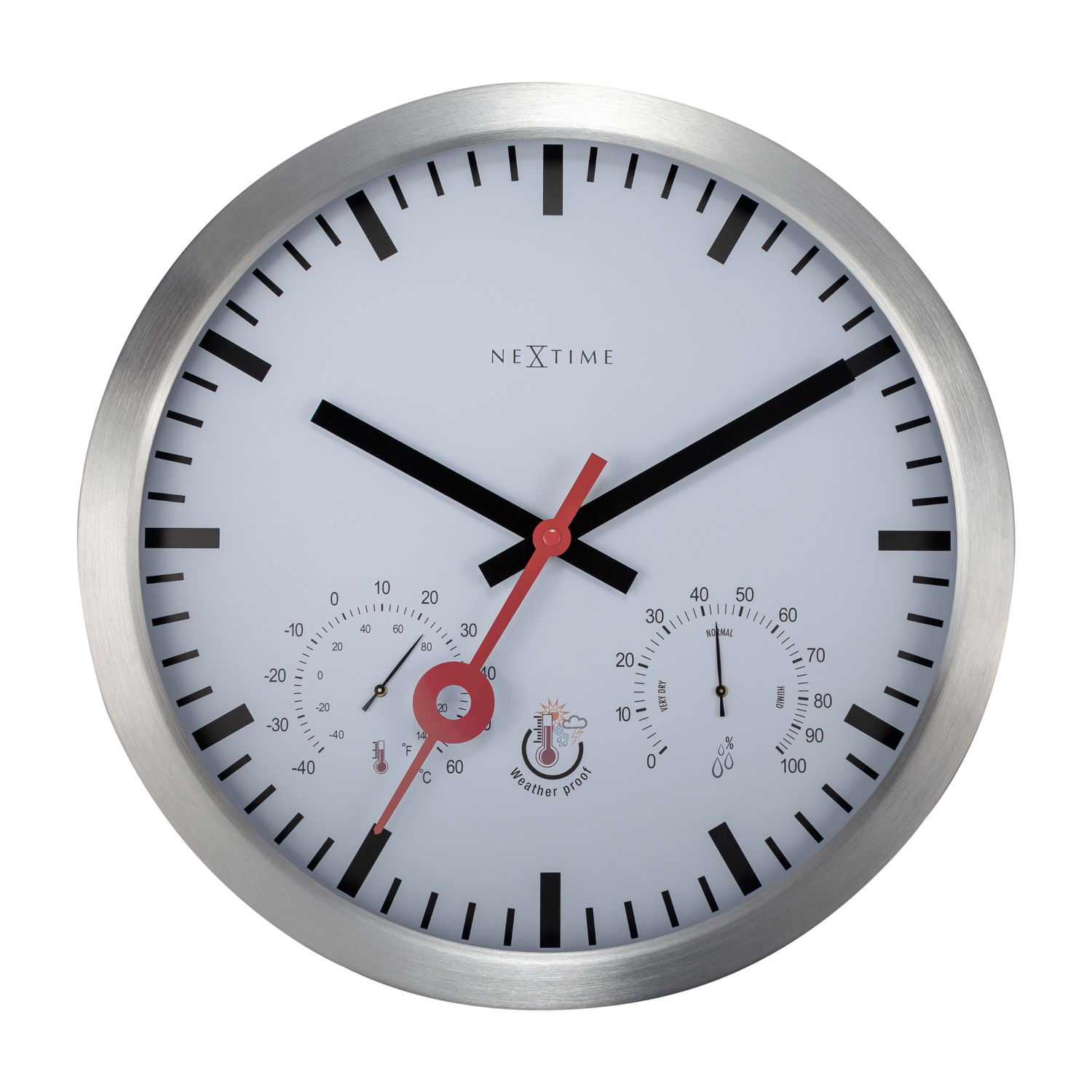 NeXtime Wanduhr Clematis ST Aluminium Ø 35 cm Innen/Außen Hygro-/Thermometer NeXtime Wanduhr Clematis ST Aluminium Ø 35 cm Innen/Außen Hygro-/Thermometer