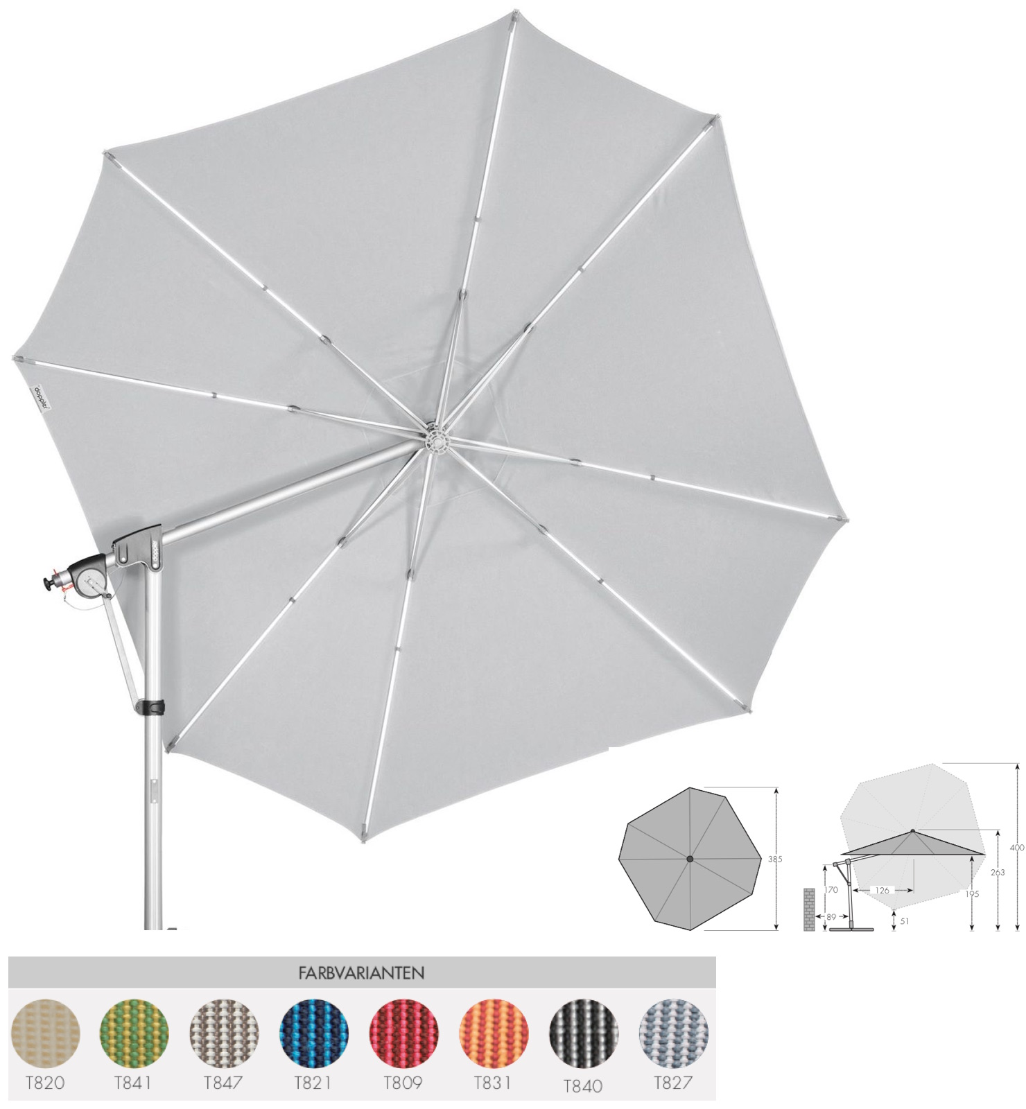Doppler Protect Pendel 400 P Sonnenschirm 8 Farbvarianten Pendelschirm Ampelschirm Doppler Protect Pendel 400 P Sonnenschirm 8 Farbvarianten Pendelschirm Ampelschirm