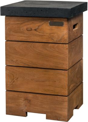 Happy Cocooning Mania Enclosure Beistelltisch für Gasflaschen Teakholz/schwarz 41x41x62 cm Feuertisch