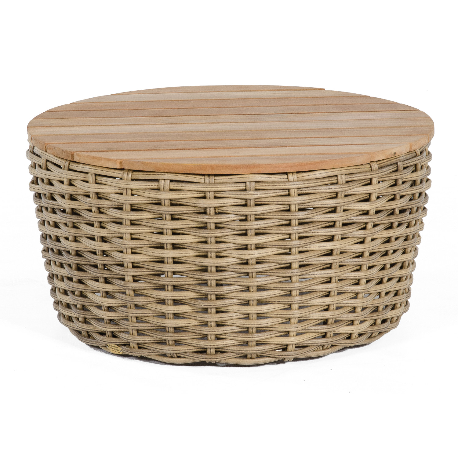 Sonnenpartner Loungetisch Sands Ø 91 cm Aluminium/Teakholz mit Polyrattan Light Oaks Lounge-Tisch Sonnenpartner Loungetisch Sands Ø 91 cm Aluminium/Teakholz mit Polyrattan Light Oaks Lounge-Tisch