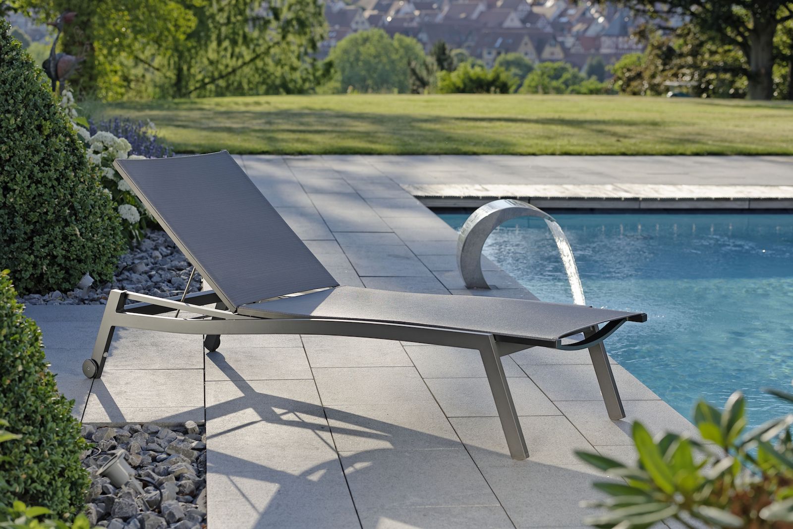 Stern Rollenliege Allround Aluminium anthrazit/Textilen karbon 201x70 cm 5-fach verstellbar Sonnenliege Gartenliege