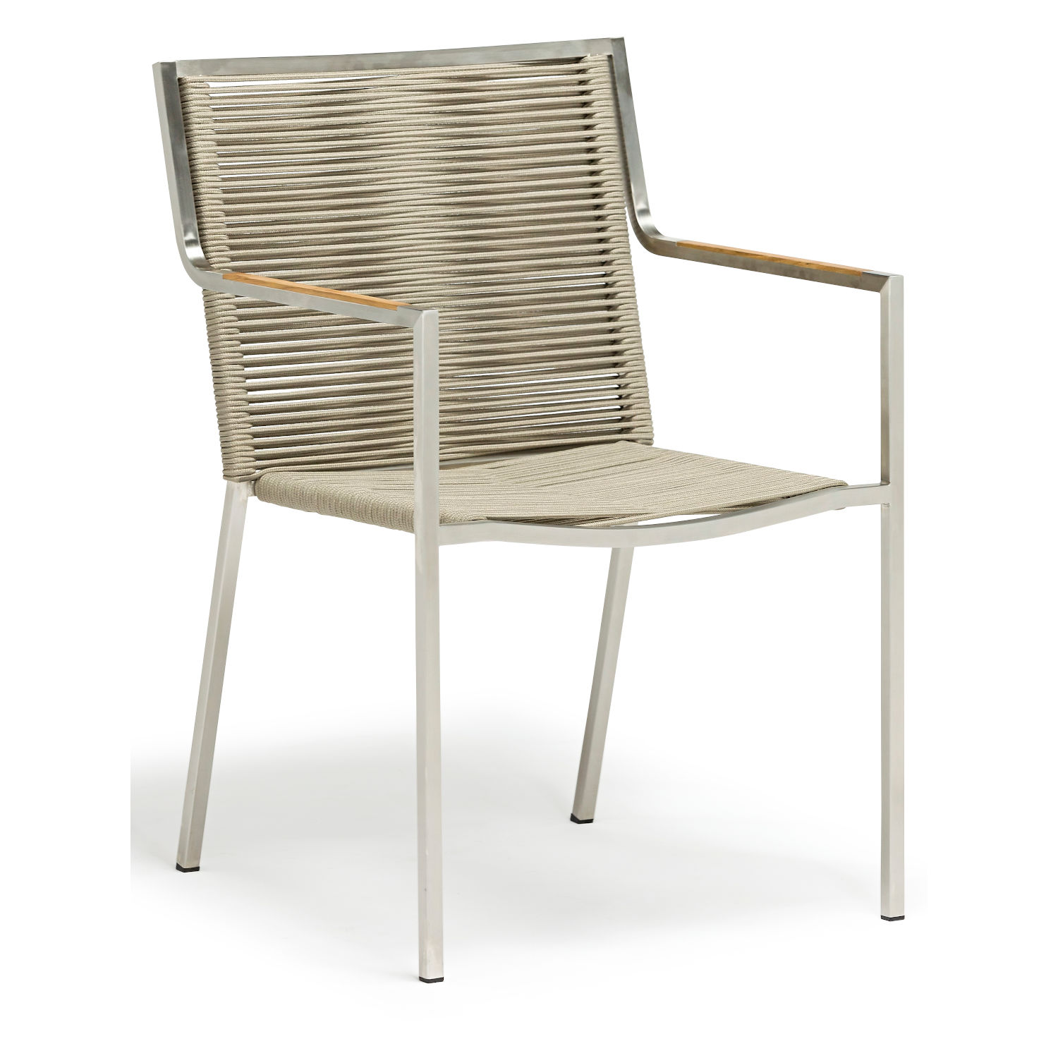 Inko Varuna Stapelsessel Stapelstuhl Gartenstuhl Edelstahl/Kordel/Teak 56x58x85 cm