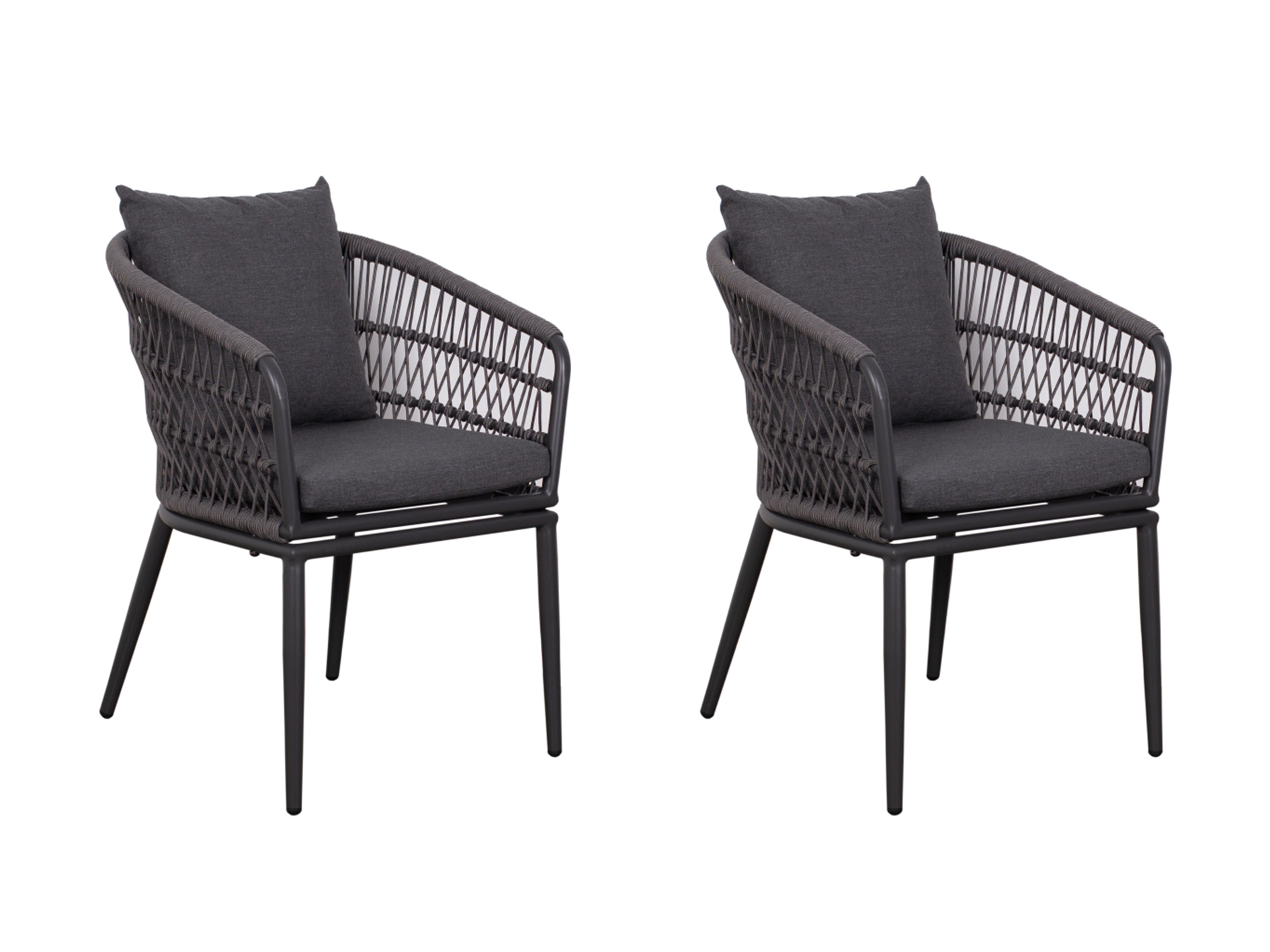 deVries 2x Dining-Sessel "GENUA" 2 Stück, Größe 58 x 63 x 78 cm, anthrazit