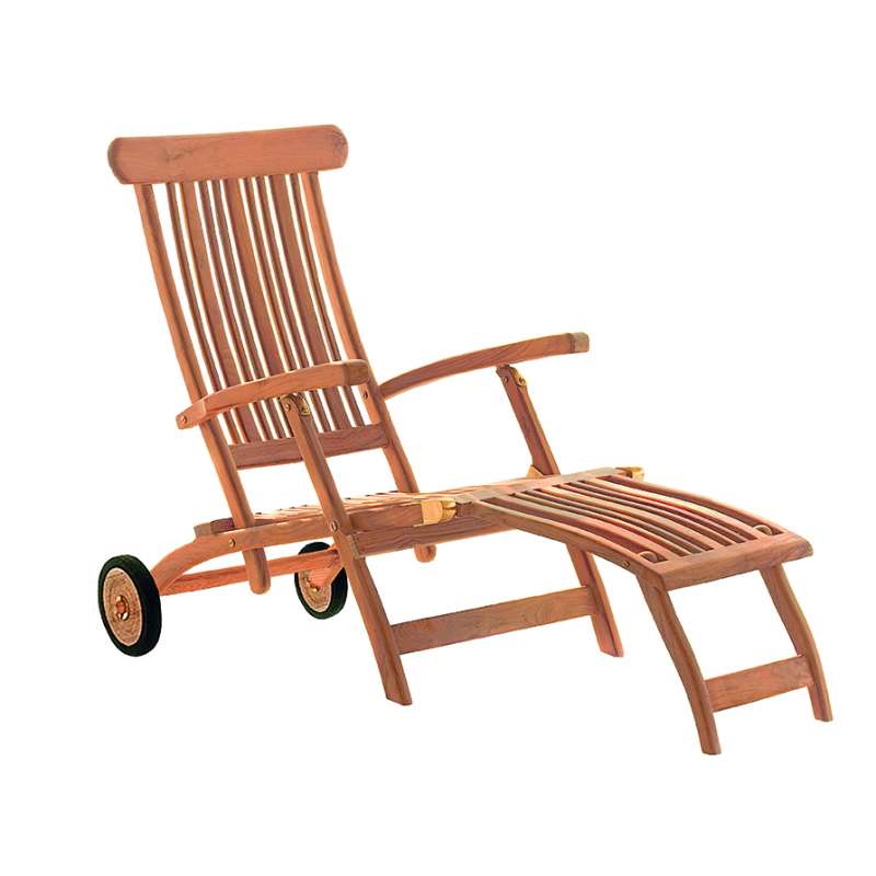 deVries Deckchair "FLORES" aus Teakholz (Premium) mehrfach verstellbar, mit Rädern Größe 61 x 155 x