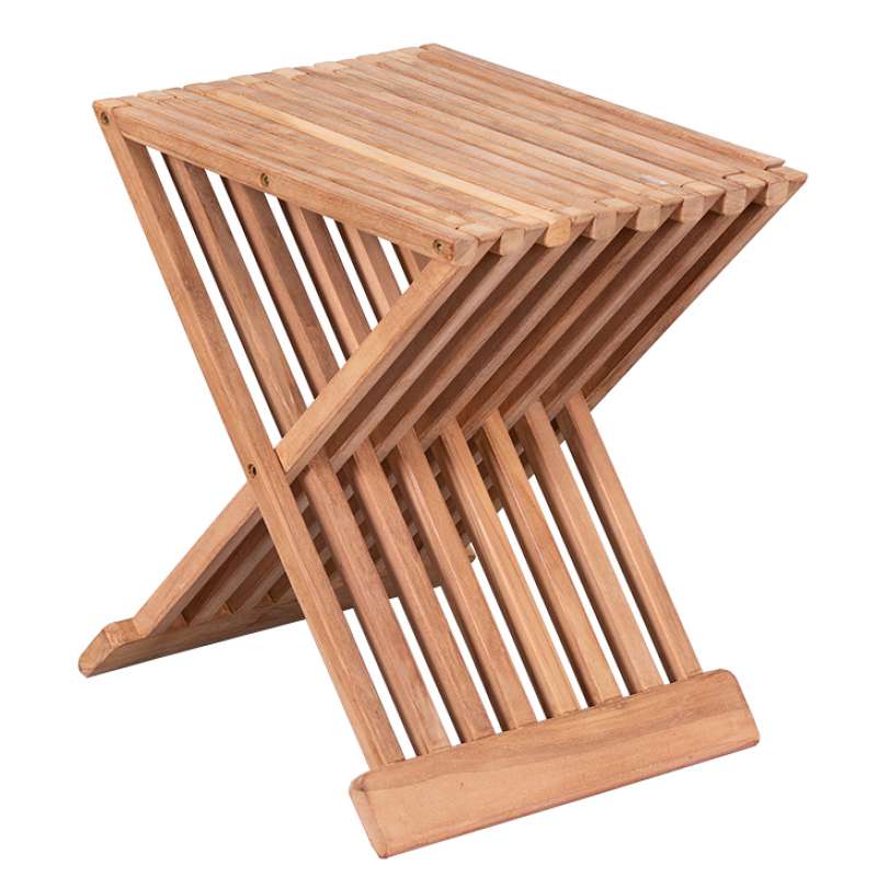 deVries Beistelltisch/Hocker "WOODIE" aus Teakholz klappbar Größe 41 x 33 x 45 cm