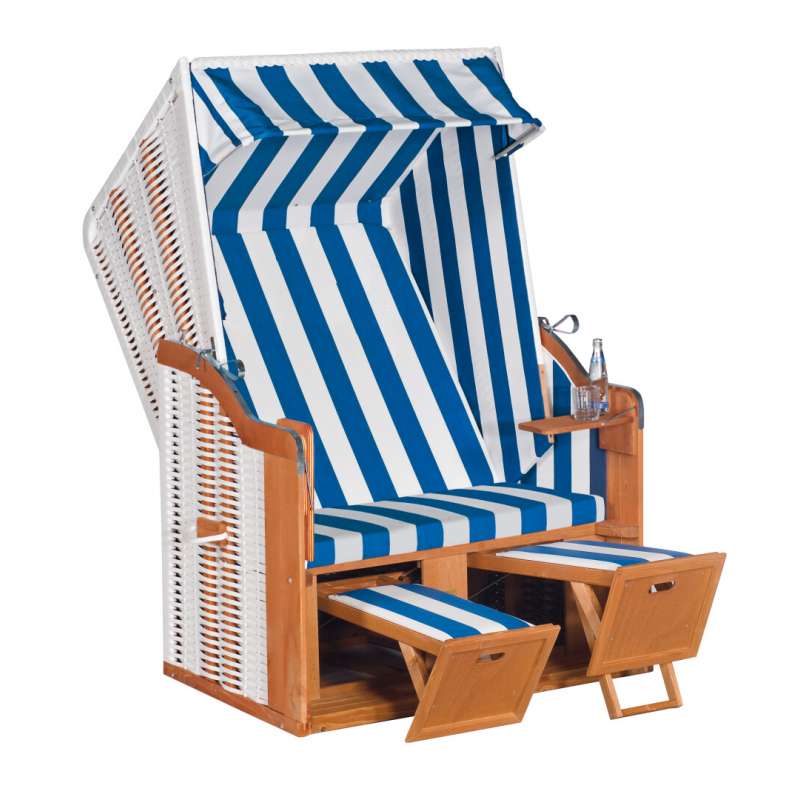 Sonnenpartner Strandkorb Rustikal 50 Basic Stoff Nr. 200, 2-Sitzer, Halbliegemodell, PVC-Kunststoffg