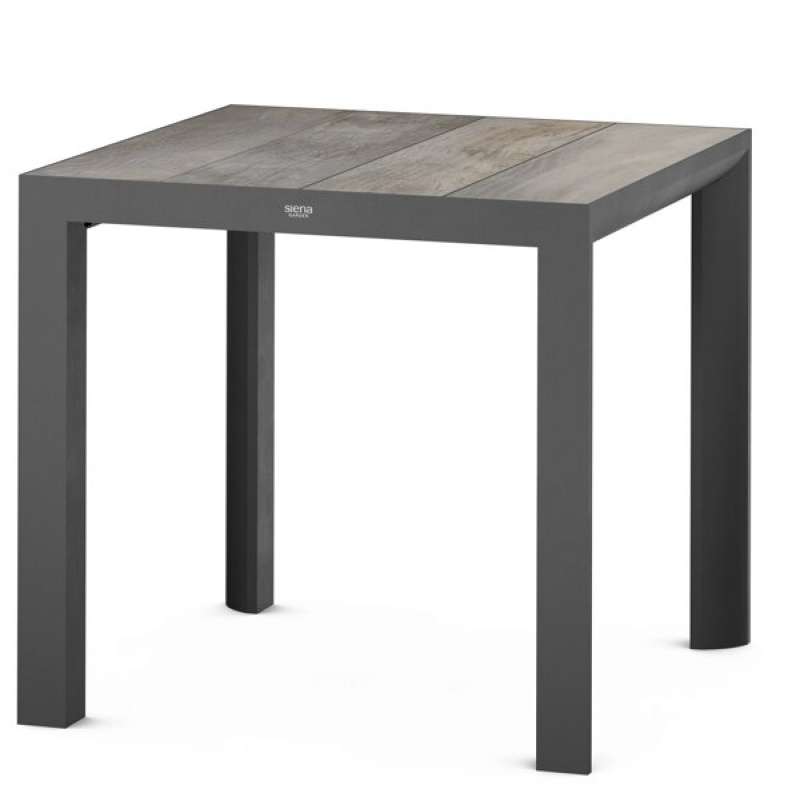 Silva Dining Tisch 80x80cm matt anthrazit Gestell Aluminium, Keramik wood grey