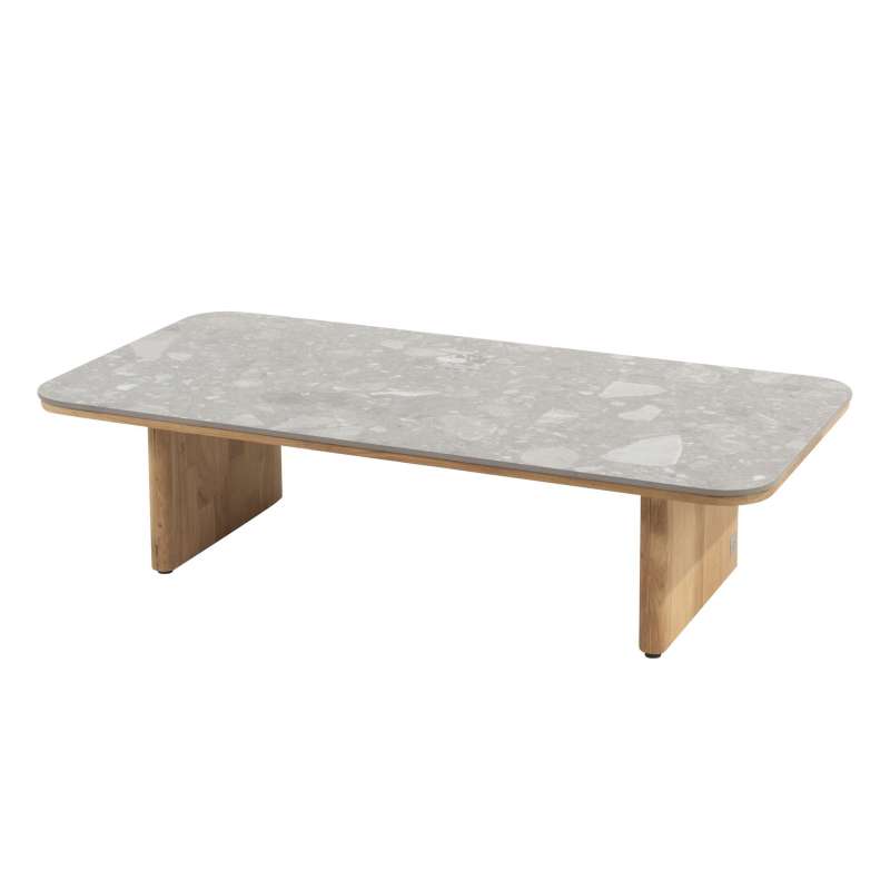 4Seasons - Lucas Kaffee-Tisch 120x60 cm Teak natur - Keramik terrazzo