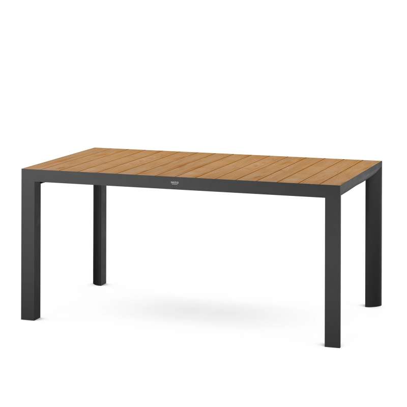 Silva Dining Tisch 160x90cm matt anthrazit Gestell Aluminium, Teak FSC 100%