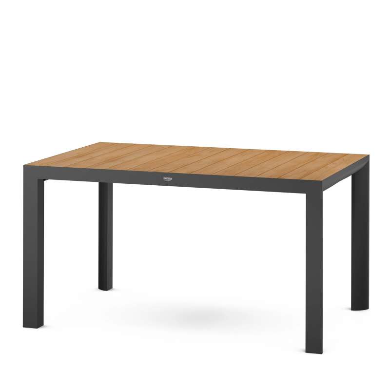 Silva Dining Tisch 140x90 matt anthrazit Gestell Aluminium, Teak FSC 100%