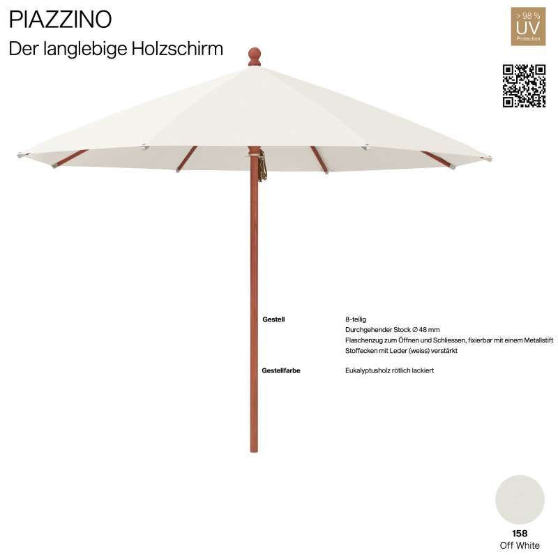 GLATZ Sonnenschirm PIAZZINO rund 300 cm Farbe 158 Off White Mittelmastschirm