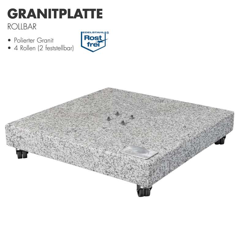 Doppler Granitplatte rollbar 140 kg Sockel Schirmsockel 80 x 80 x 14 cm 85897GPZ